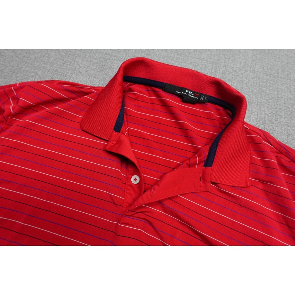 RLX Ralph Lauren Polo Shirt Mens XL Red Stripe Golf Performance Stretch Soft